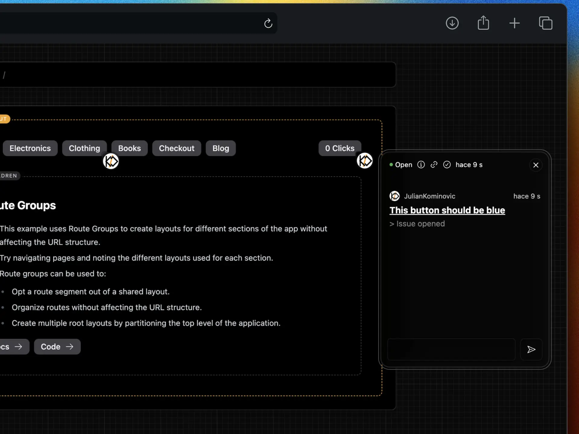 Live feedback floating bubble